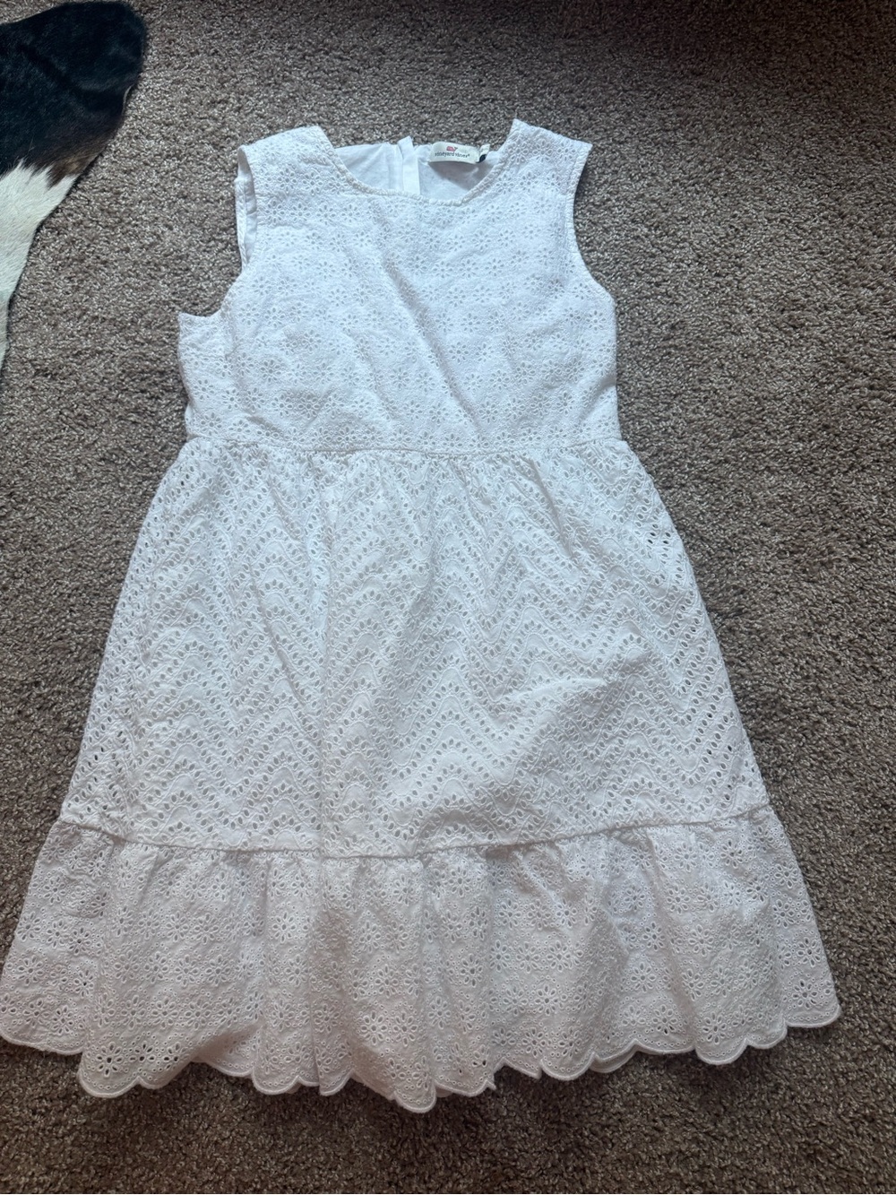 Vineyard Vines White Eyelet Ruffle Hem Dress